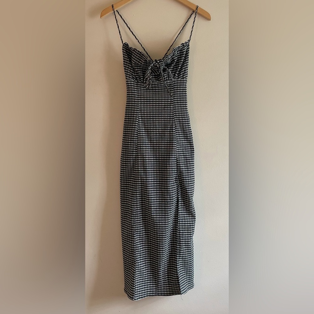 Plaid Self Tied Midi Dress